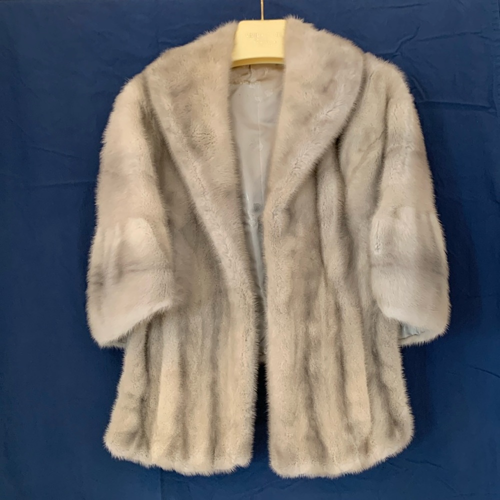Silver Cerulean Mink Stole/Cape with Pockets